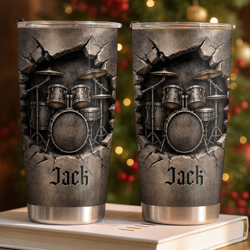 Personalized Drum Kit Stainless Steel Tumbler Custom Gift for Drummer