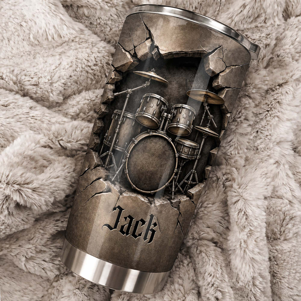 Personalized Drum Kit Stainless Steel Tumbler Custom Gift for Drummer