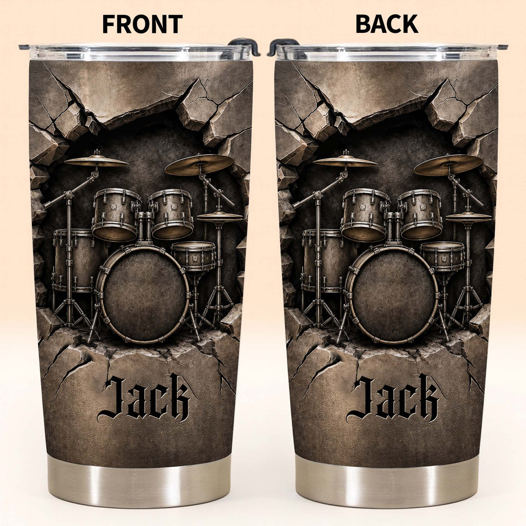 Personalized Drum Kit Stainless Steel Tumbler Custom Gift for Drummer