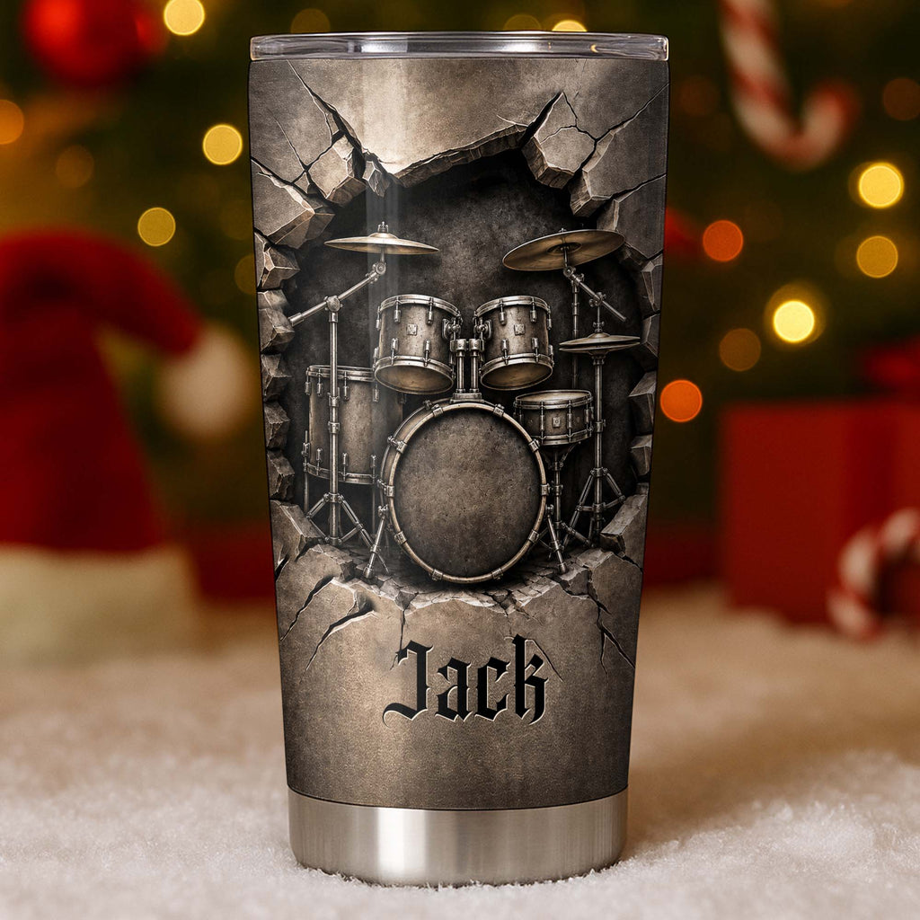 Personalized Drum Kit Stainless Steel Tumbler Custom Gift for Drummer