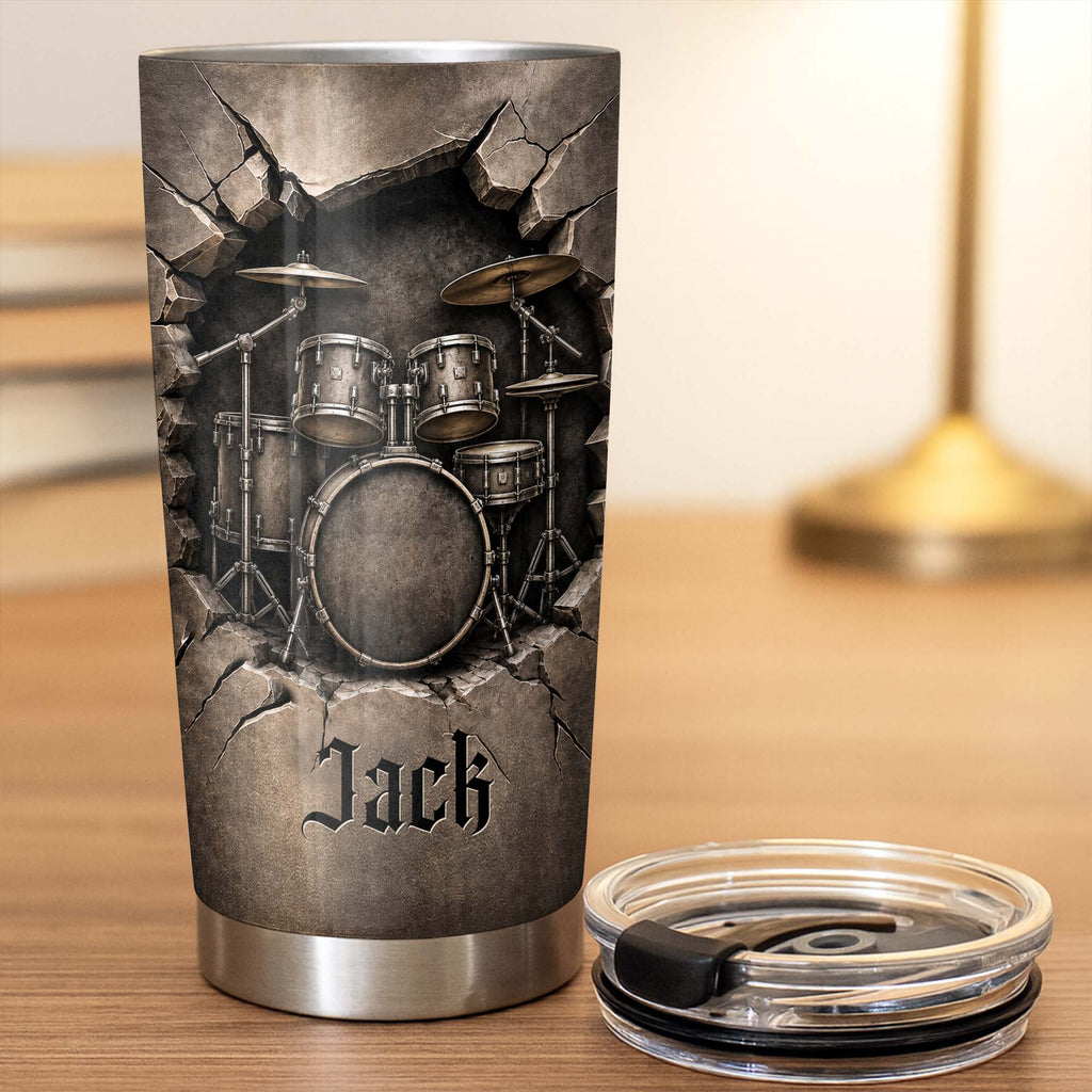 Personalized Drum Kit Stainless Steel Tumbler Custom Gift for Drummer