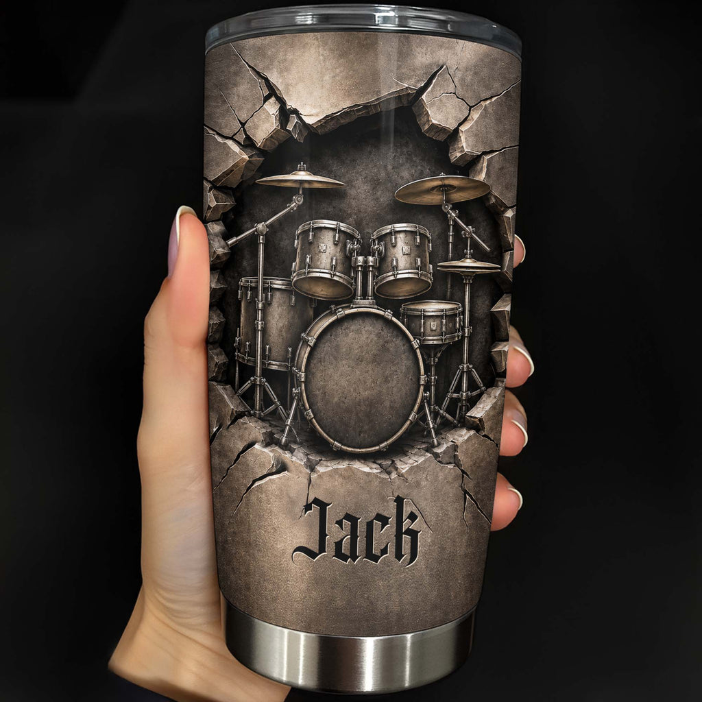 Personalized Drum Kit Stainless Steel Tumbler Custom Gift for Drummer