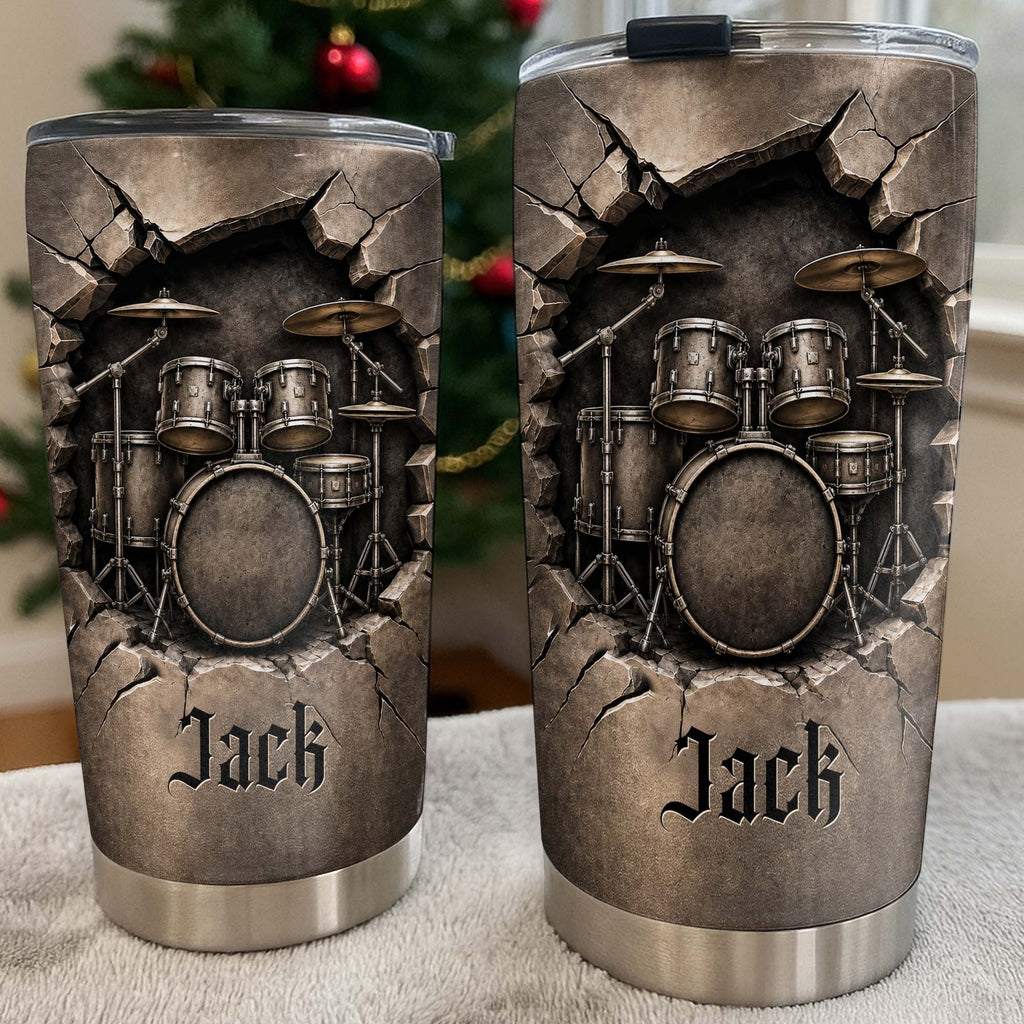 Personalized Drum Kit Stainless Steel Tumbler Custom Gift for Drummer