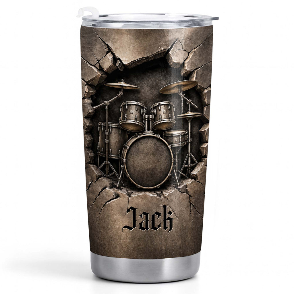 Personalized Drum Kit Stainless Steel Tumbler Custom Gift for Drummer