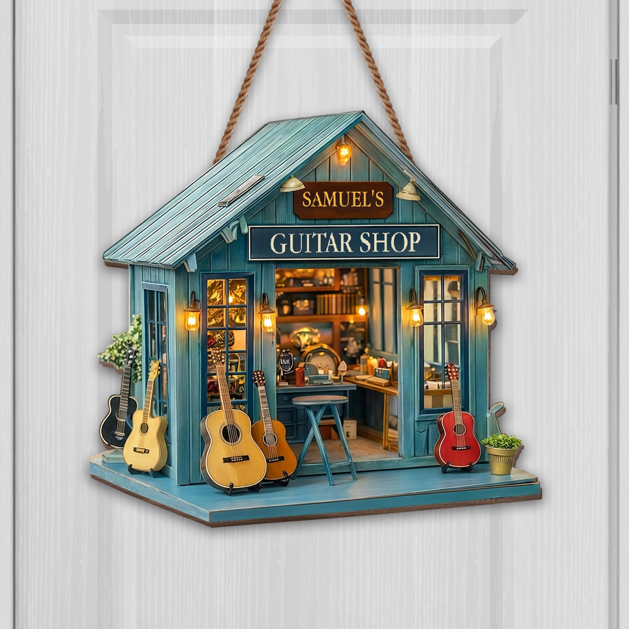 Personalized Wide Birch Wood Sign for Guitar Lovers - Custom Studio Decor