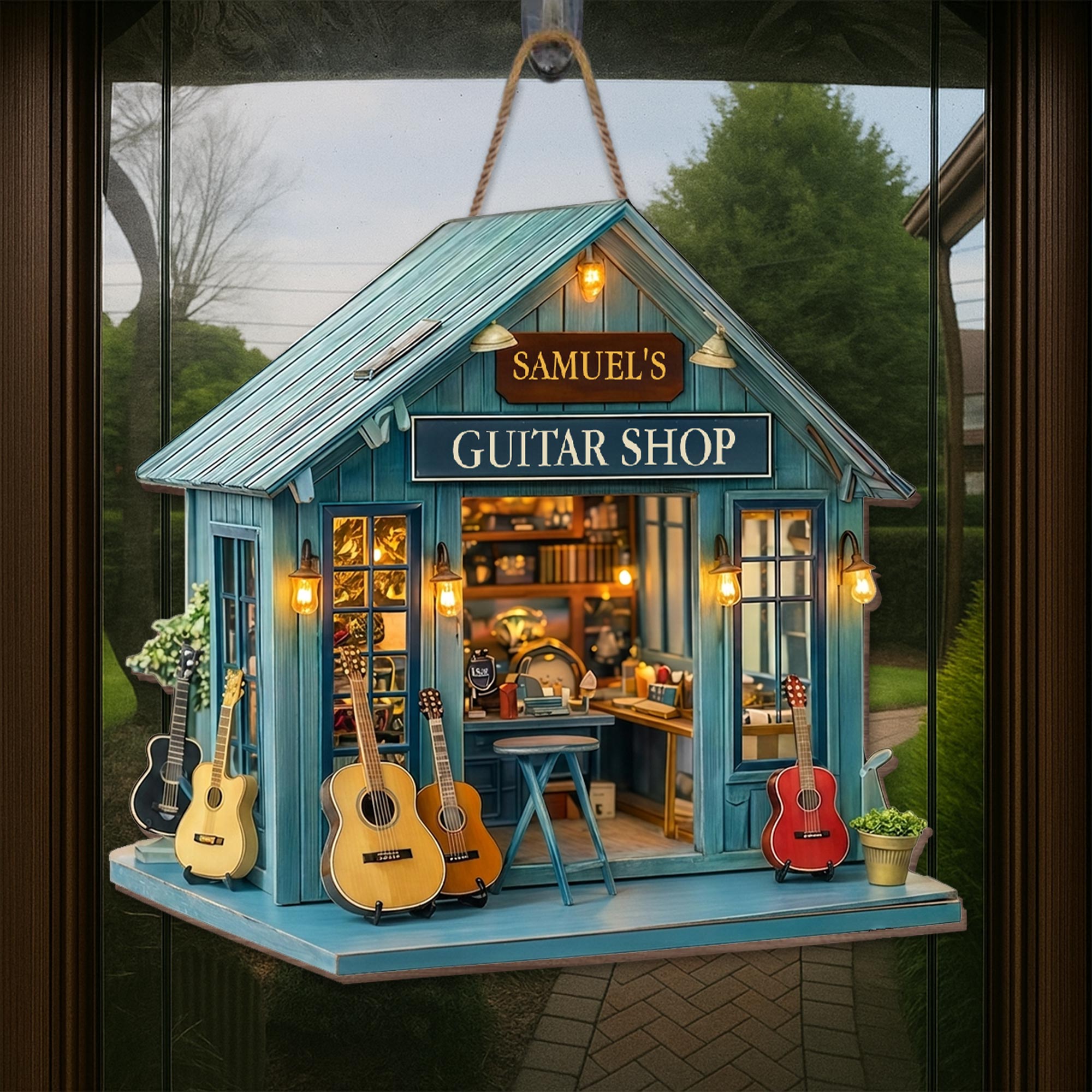 Personalized Wide Birch Wood Sign for Guitar Lovers - Custom Studio Decor