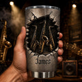 Personalized Music Lover Tumbler with Saxophones Custom Name Gift for Dad