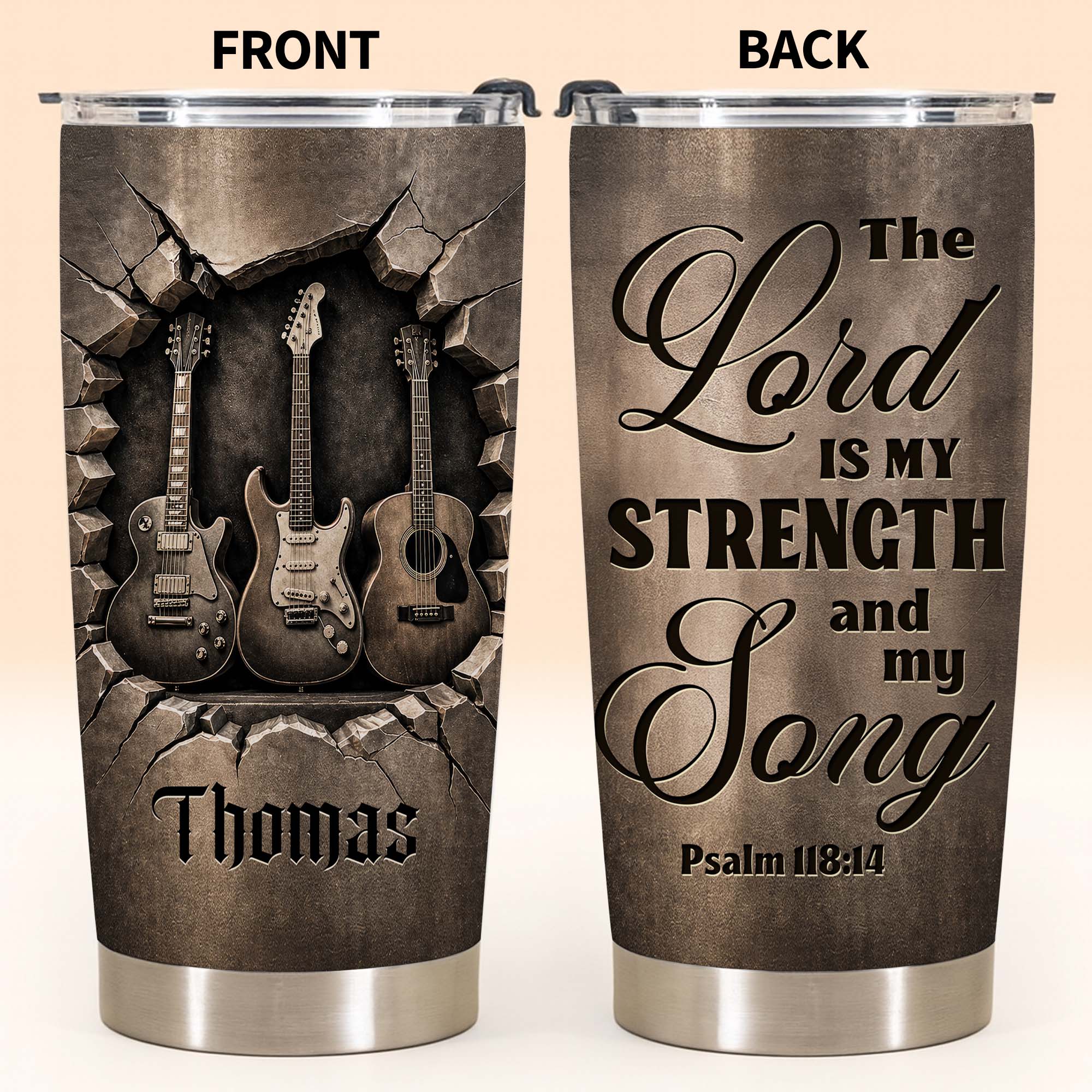 Personalized 20oz Stainless Steel Tumbler Gift for Dad - Christian Music Lovers 20oz Tumbler GradoCreations