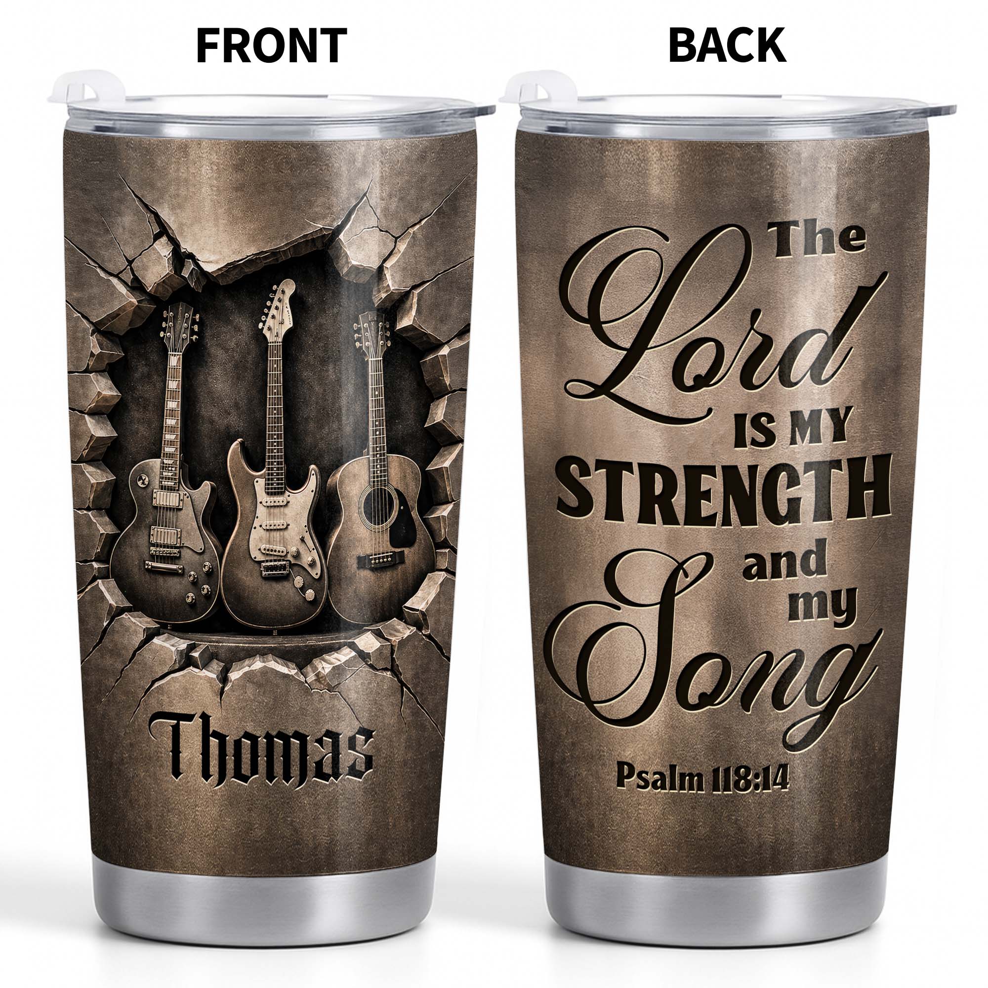 Personalized 20oz Stainless Steel Tumbler Gift for Dad - Christian Music Lovers 20oz Tumbler GradoCreations
