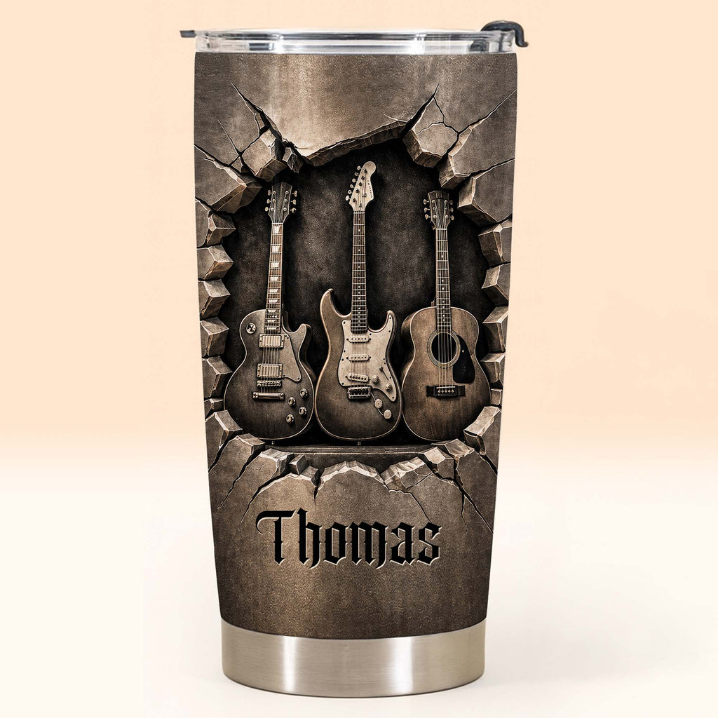 Personalized Acoustic & Electric Guitar Tumbler Custom Name 20oz Gift for Music Lovers 20oz Tumbler GradoCreations