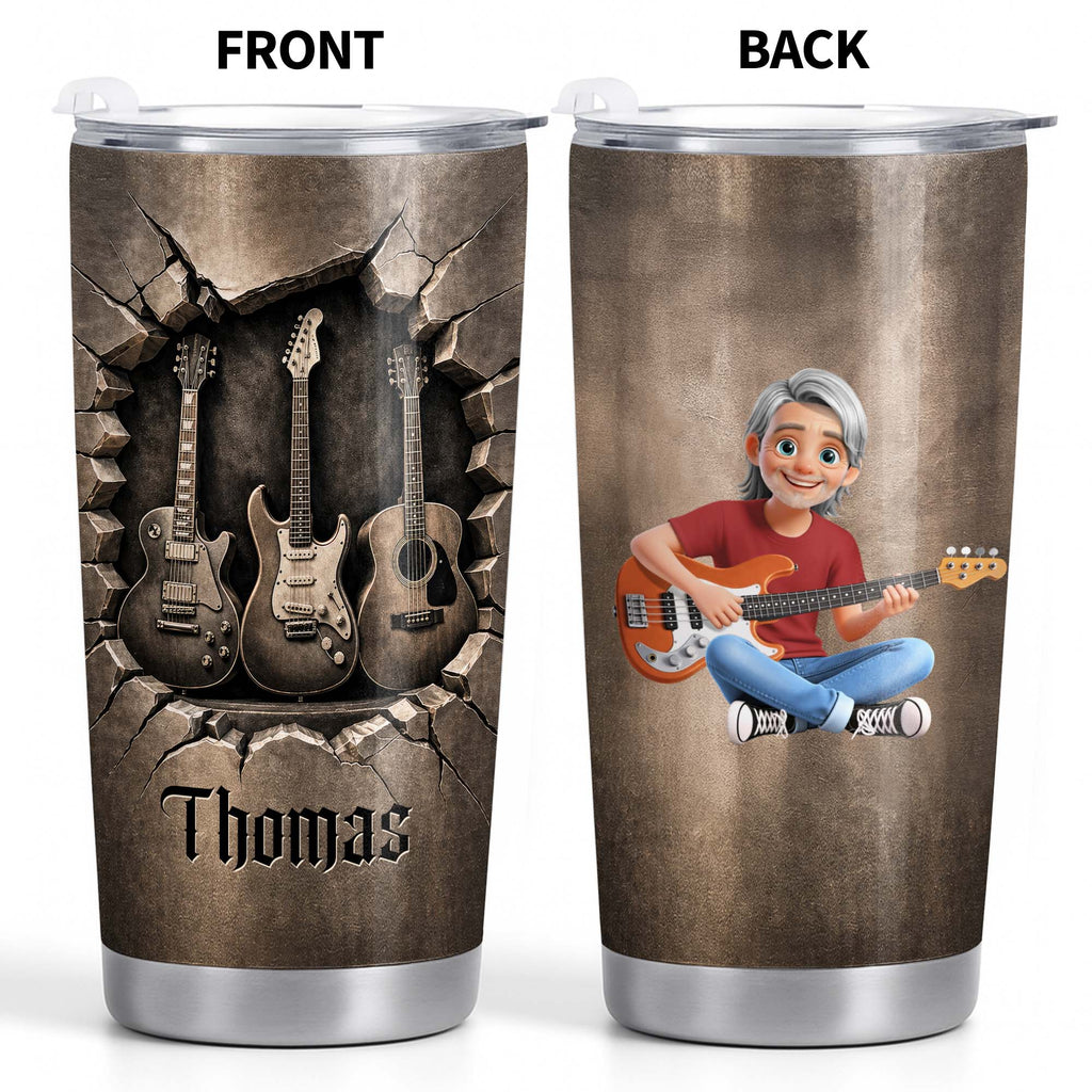 Personalized Acoustic & Electric Guitar Tumbler Custom Name 20oz Gift for Music Lovers 20oz Tumbler GradoCreations
