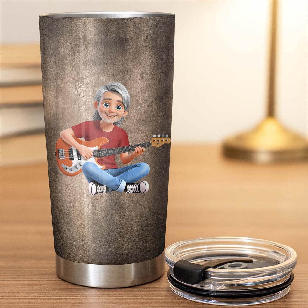 Personalized Acoustic & Electric Guitar Tumbler Custom Name 20oz Gift for Music Lovers 20oz Tumbler GradoCreations