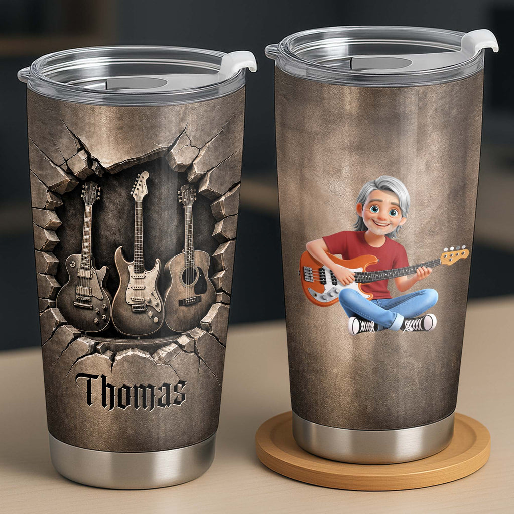 Personalized Acoustic & Electric Guitar Tumbler Custom Name 20oz Gift for Music Lovers 20oz Tumbler GradoCreations