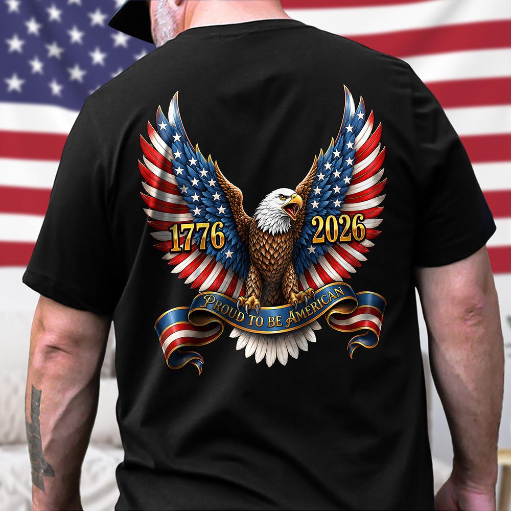 Personalized Patriotic Eagle T-Shirt Proud to Be American Gift HN590 - Tshirt Back GradoCreations