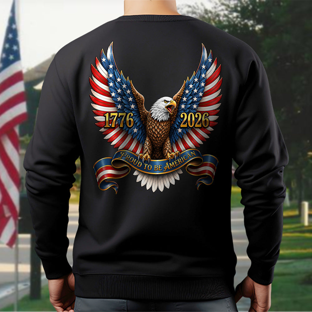 Personalized Patriotic Eagle T-Shirt Proud to Be American Gift HN590 - Tshirt Back GradoCreations