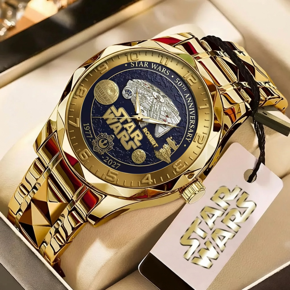 Personalized Star Wars 50th Anniversary Men's Watch Gift for Movie Fans