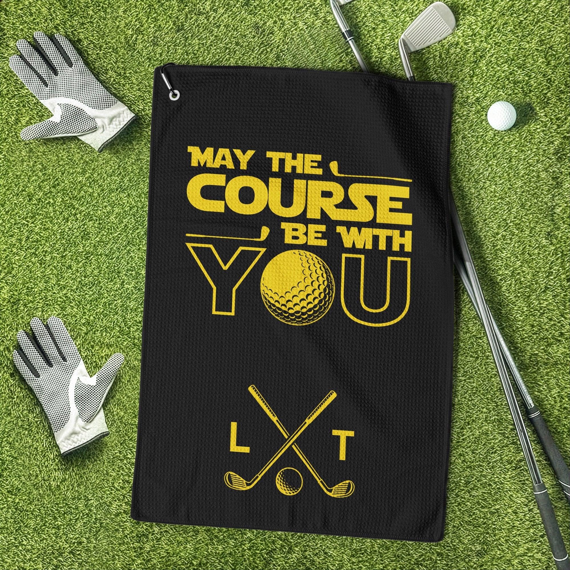 Personalized Golf Towel May The Course Be With You Gift for Dad, Grandpa