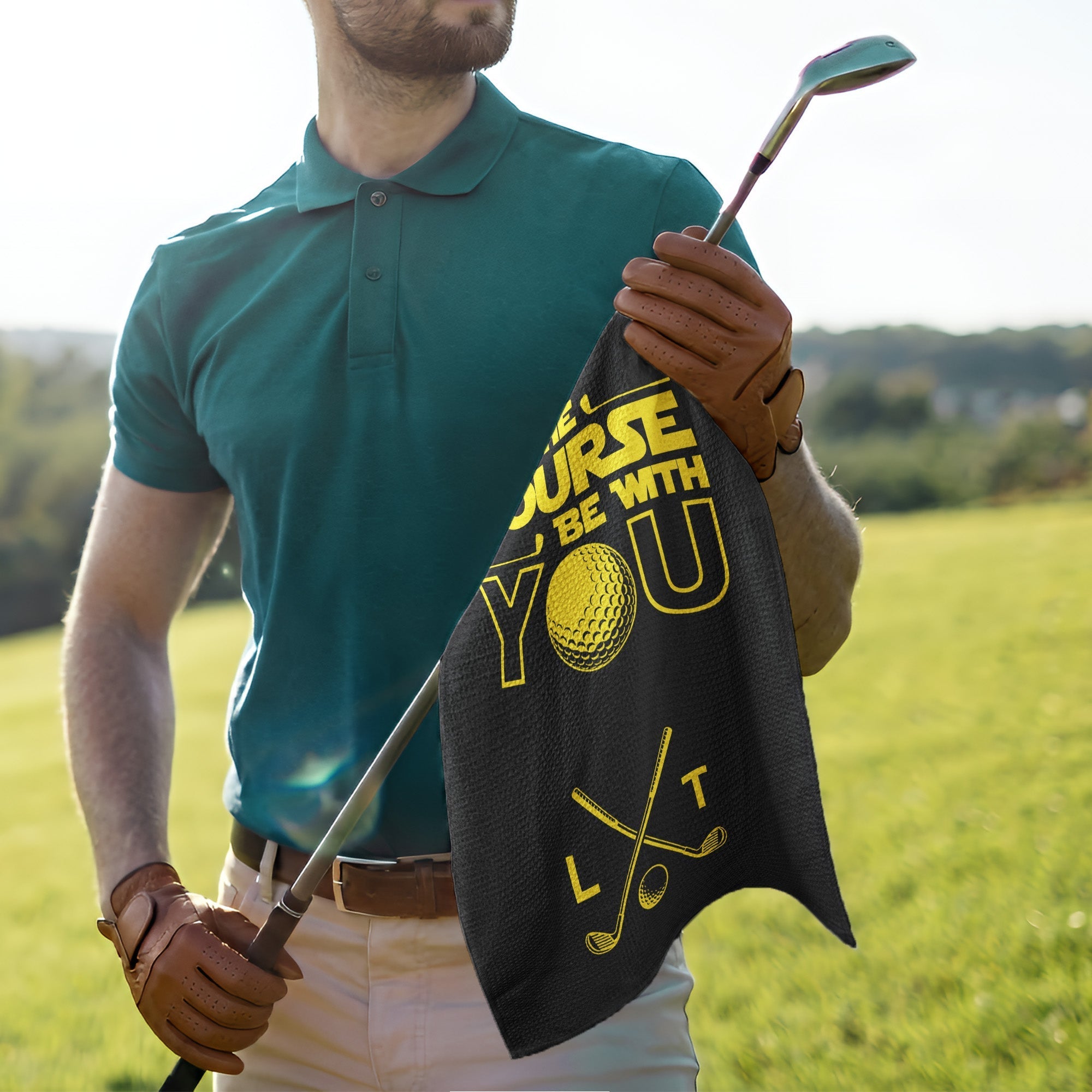 Personalized Golf Towel May The Course Be With You Gift for Dad, Grandpa
