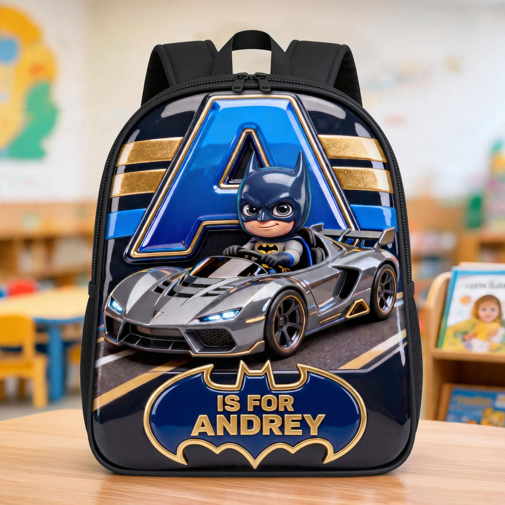 Personalized Backpack with Initial & Cartoon Design - Back to School Gift