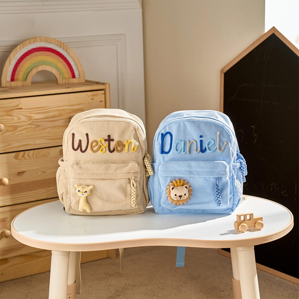Personalized Corduroy Backpack for Kids - Custom Name Gift HN590 - Corduroy Backpack BCF fix GradoCreations