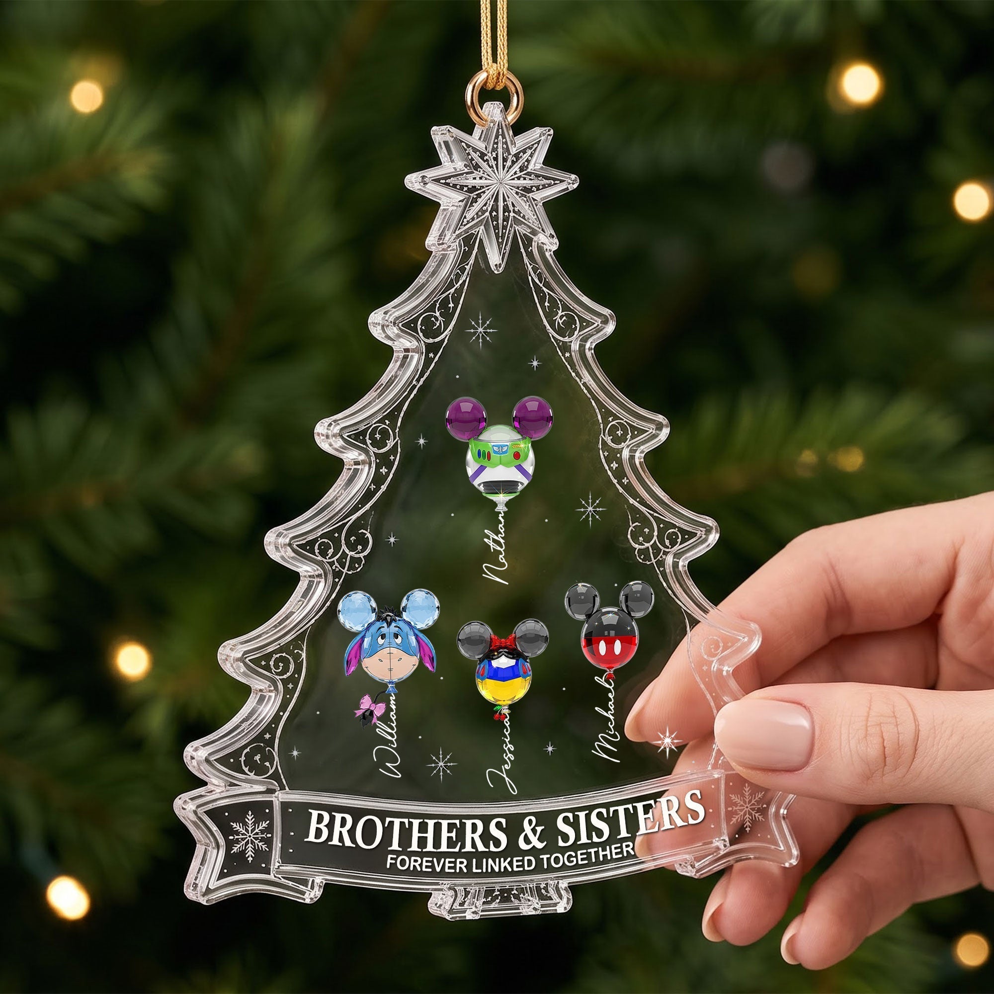 Personalized Acrylic Sibling Ornament for Christmas Gift Ornament GradoCreations