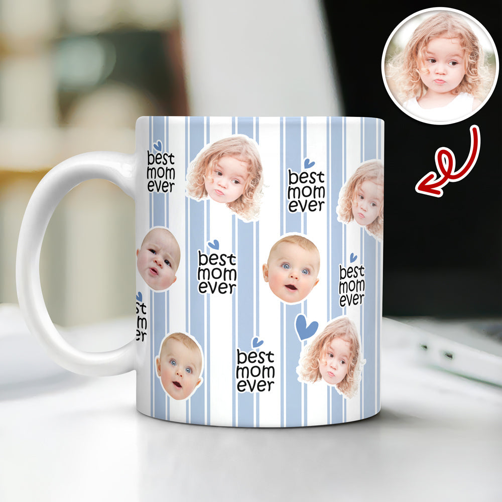 Personalized Full Mug Best Mom Ever Custom Face Gift for Mom HN590 - edge to edge mug GradoCreations