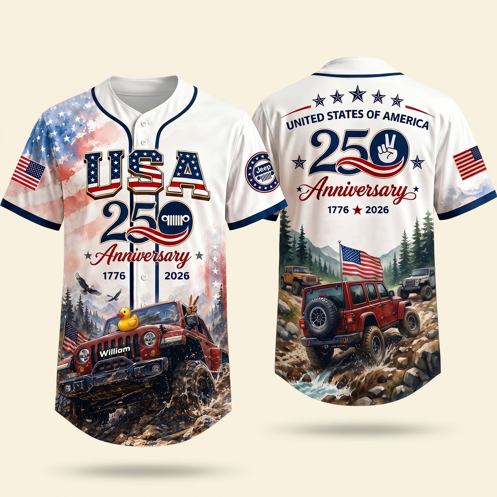 Personalized USA 250th Anniversary Baseball Jersey Gift for Patriots