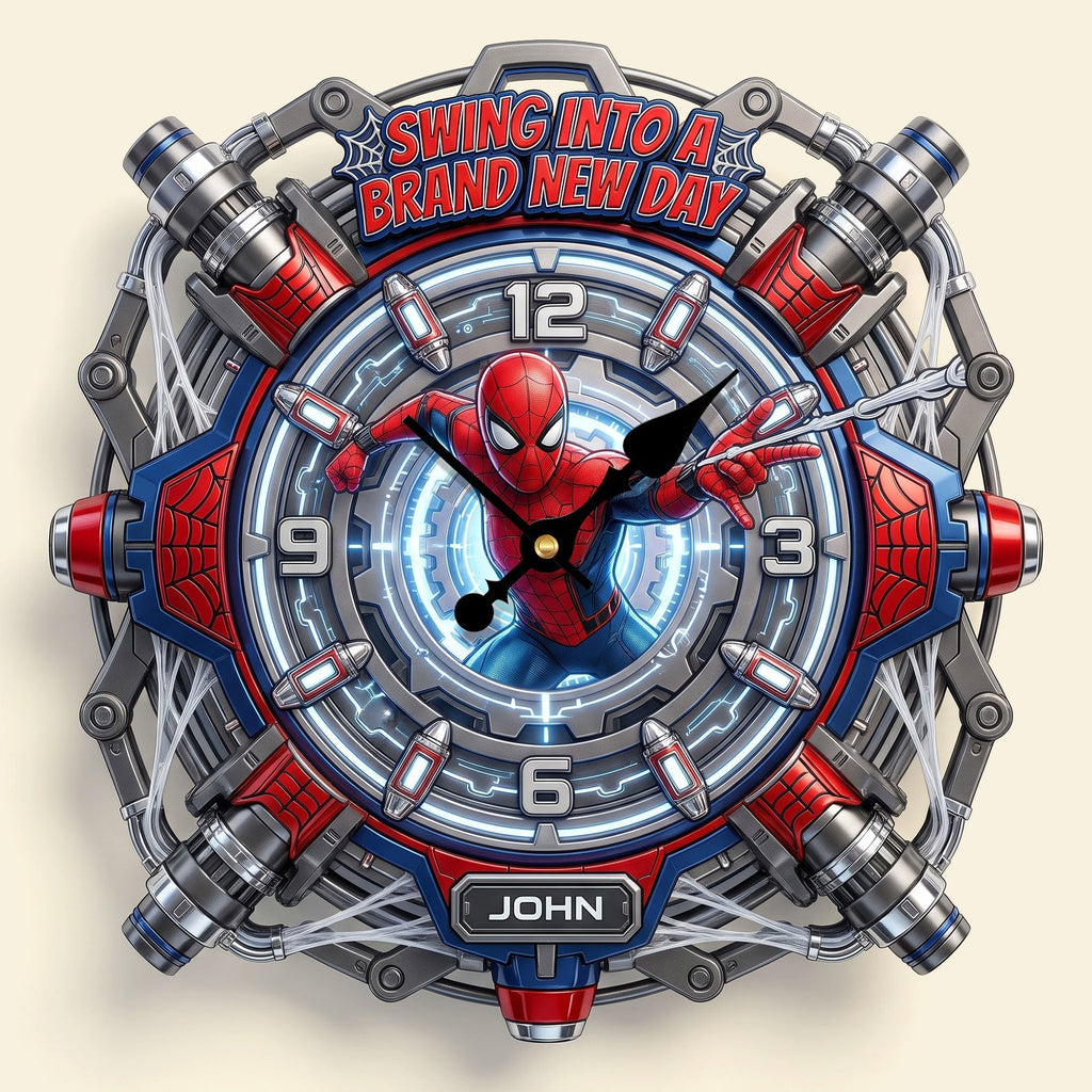 Personalized Hero Wall Hanging Clock for Movie Fans - Custom Name Gift Wall Hanging Clock GradoCreations