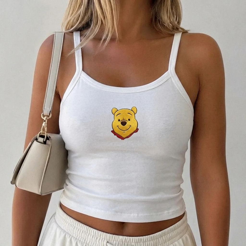 Personalized Embroidery Tank Top with Honey Bear Design for Her - Summer Gift for Movie Fans
