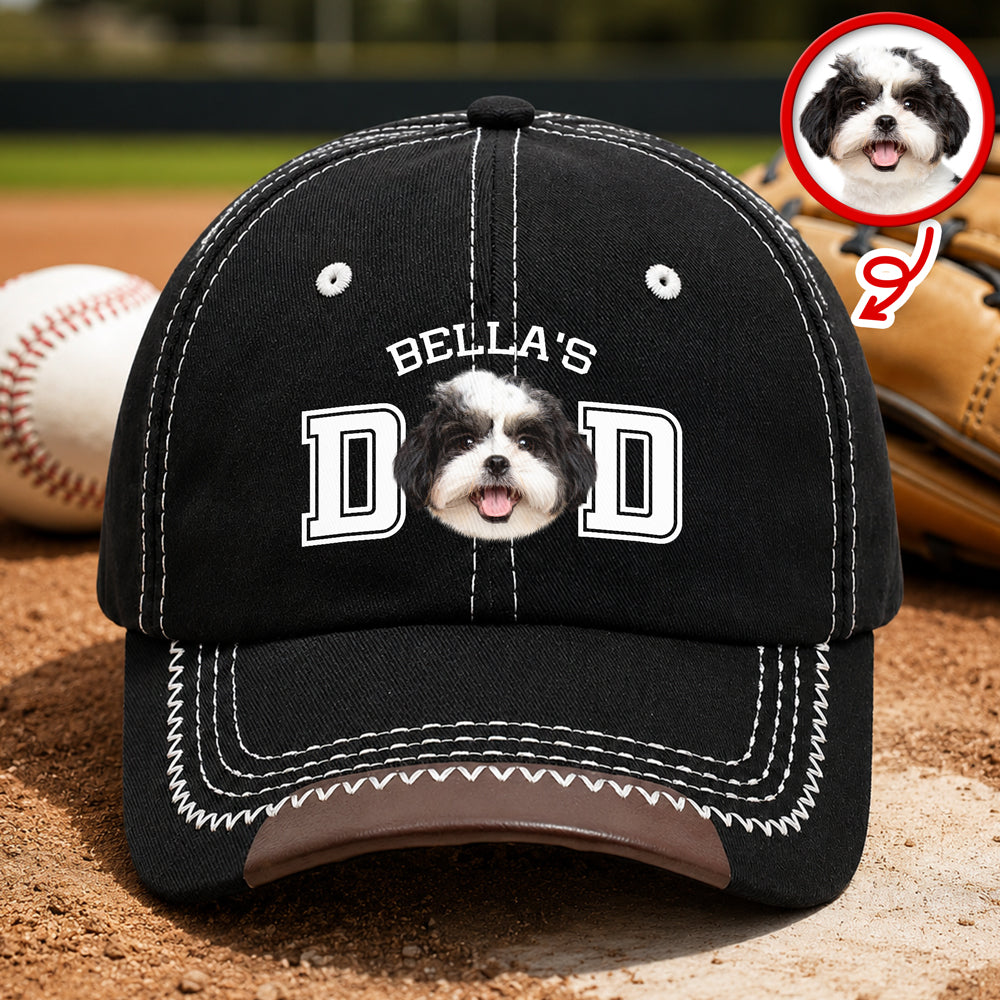Personalized Dog Photo Baseball Cap Custom Gift for Pet Dad HN590 - Soft Baseball Cap GradoCreations