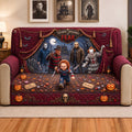 Personalized Halloween Quilted Sofa Cover Custom Name Gift for Horror Lover Quited Sofa Cover GradoCreations