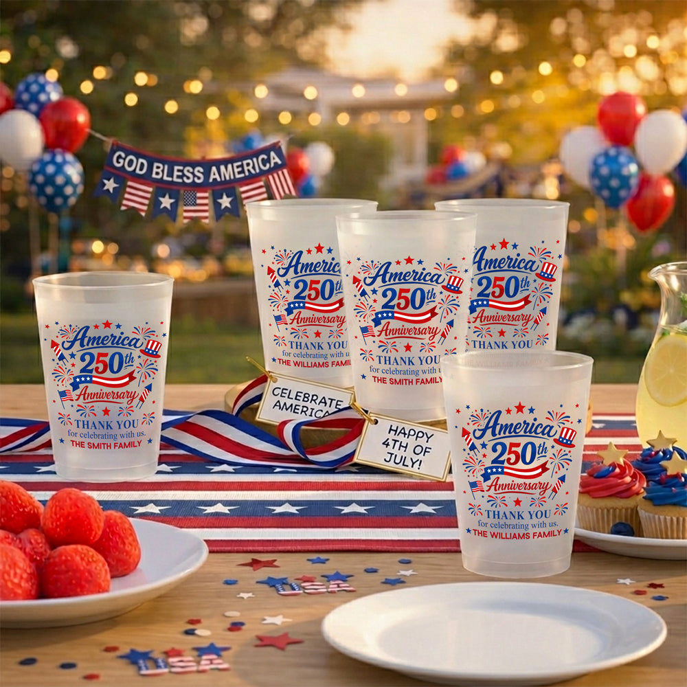 Personalized Family Name Party Cups Custom 250th Anniversary Celebration Gift HN590 - Cup GradoCreations