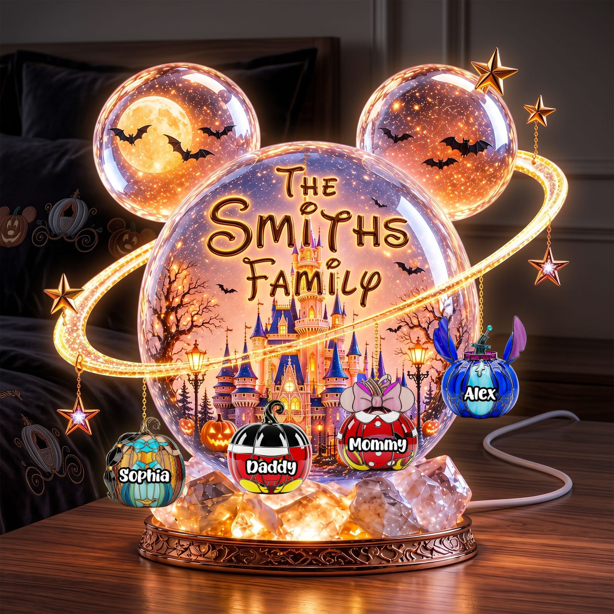 Personalized Halloween Family Acrylic Light Box with Names Acrylic Light Box GradoCreations