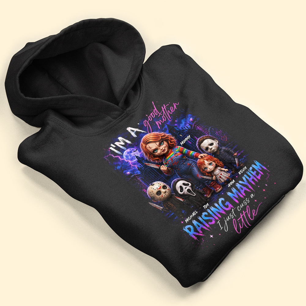 Personalized Halloween Shirt for Mom Raising Mayhem Characters Gift Cotton Apparel GradoCreations