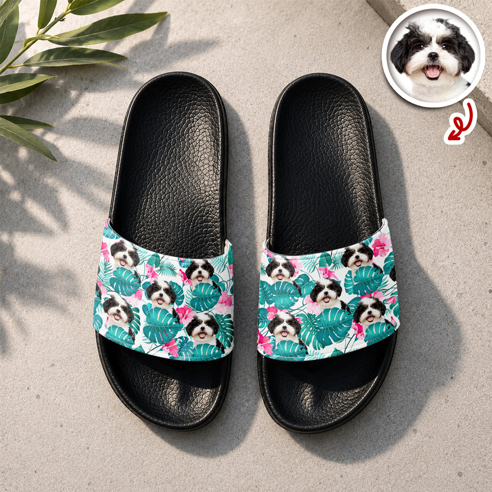 Personalized Dog Photo Slide Sandals Custom Gift for Dog Lovers HN590 - Slide Sandals fix GradoCreations
