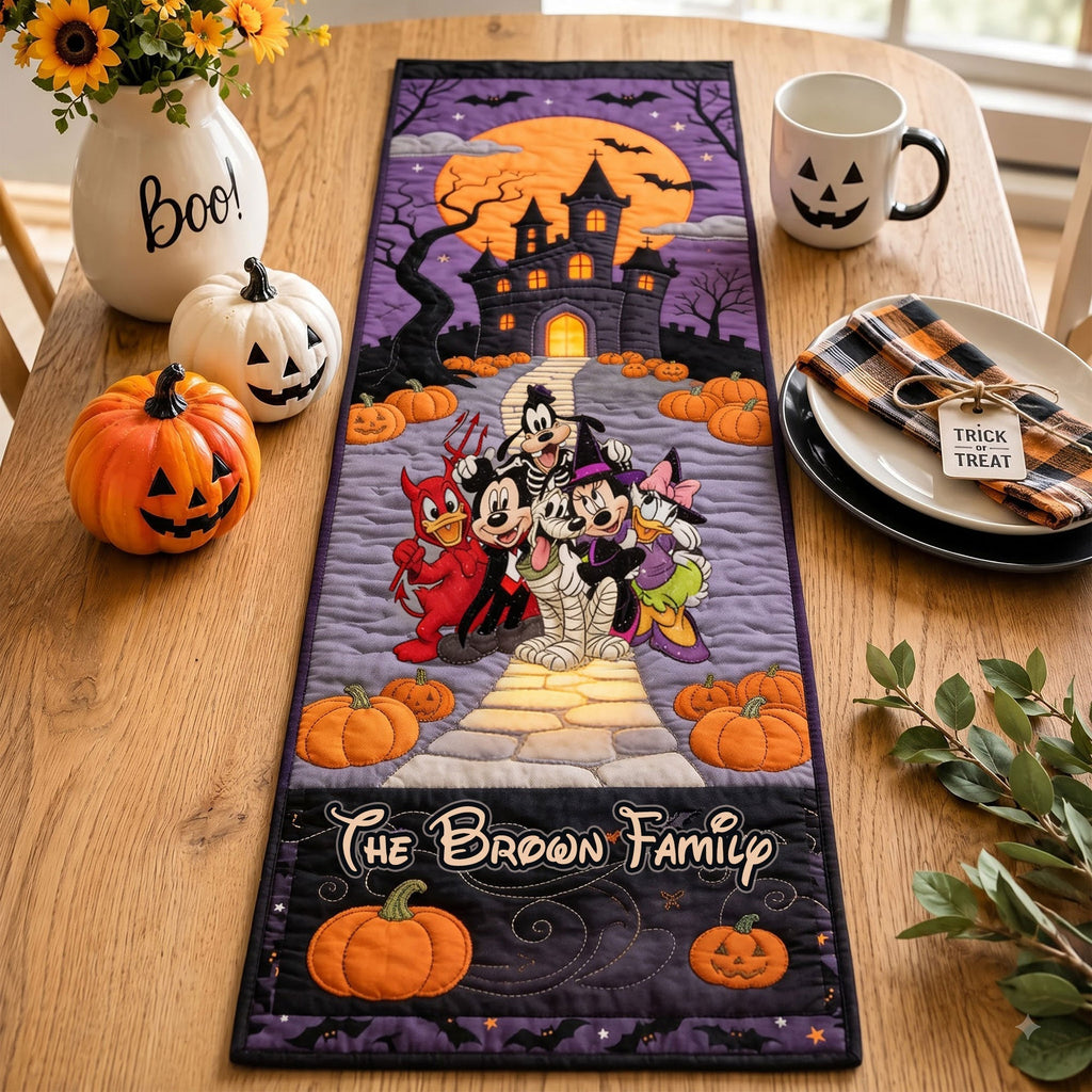 Personalized Quilted Table Runner Halloween Decoration for Family Quilt Table Runner GradoCreations