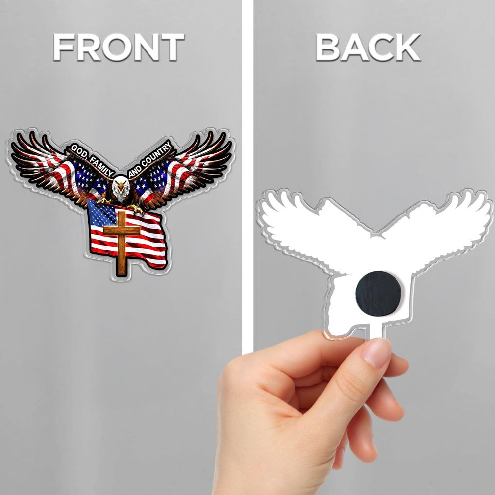 Personalized Acrylic Eagle Cross Magnet Christian Gift for Family HN590 - Custom Acrylic Shape Magnet GradoCreations