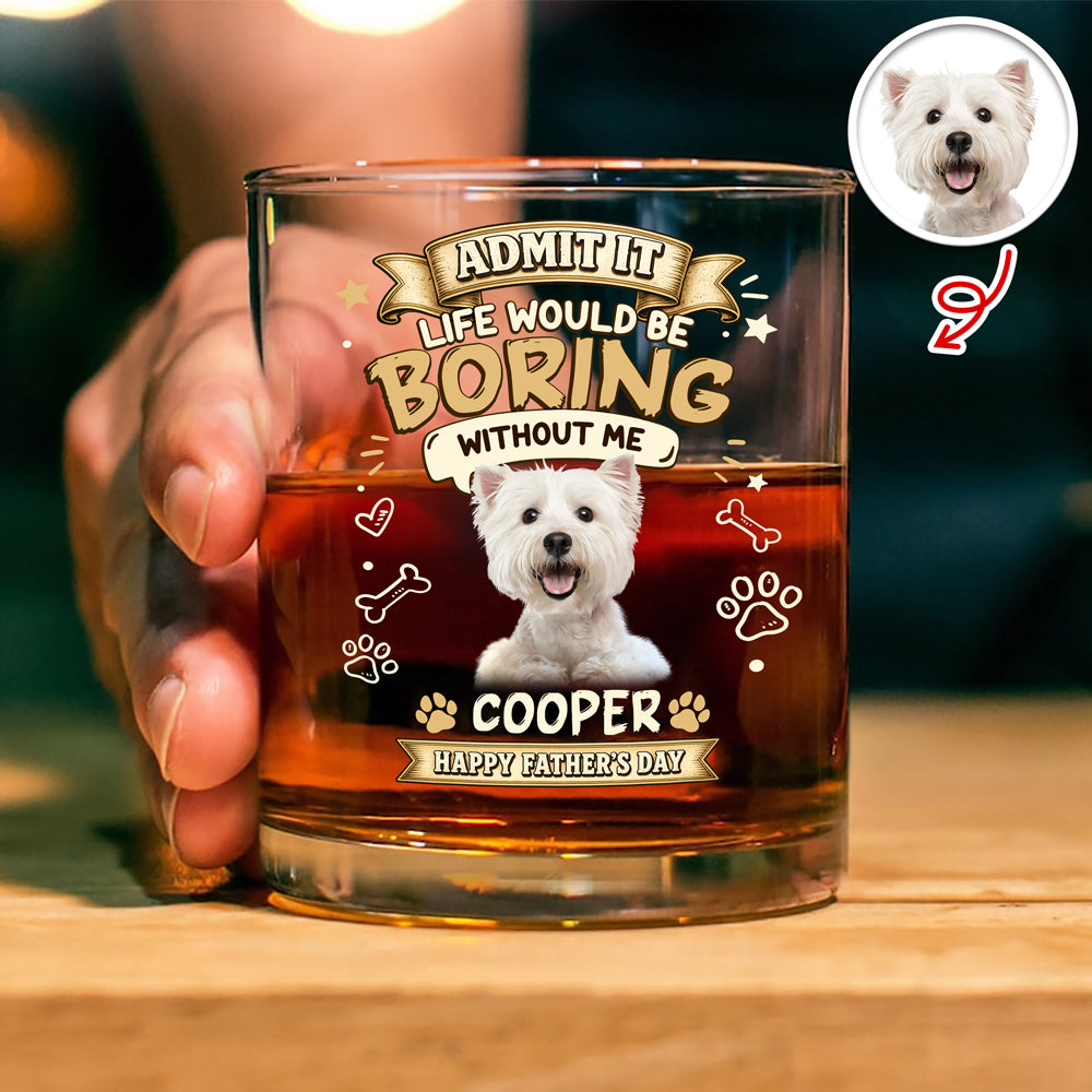 Personalized Photo Whiskey Glass Custom Gift for Dad HN590 - Print Rock Glass GradoCreations