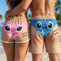 Personalized Funny Blue Alien Couple Swimwear Beach Shorts Couple Beach Short GradoCreations