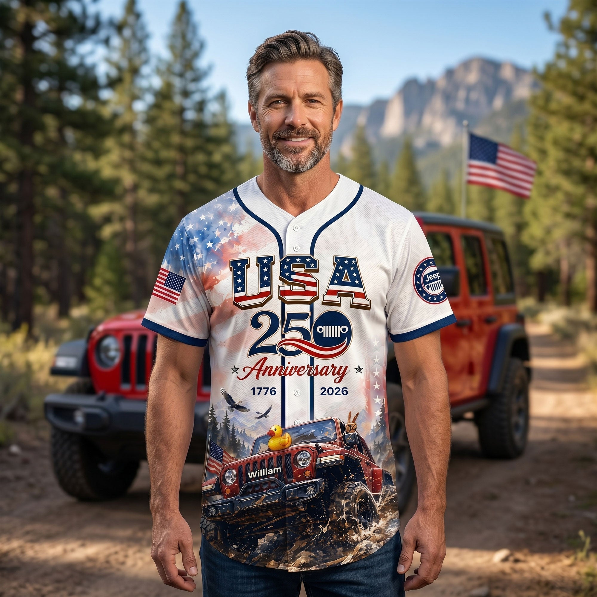 Personalized USA 250th Anniversary Baseball Jersey Gift for Patriots