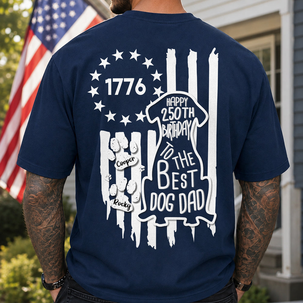 Personalized Comfort Shirt for Dog Dad Independence Day Gift Comfort Shirt Back GradoCreations