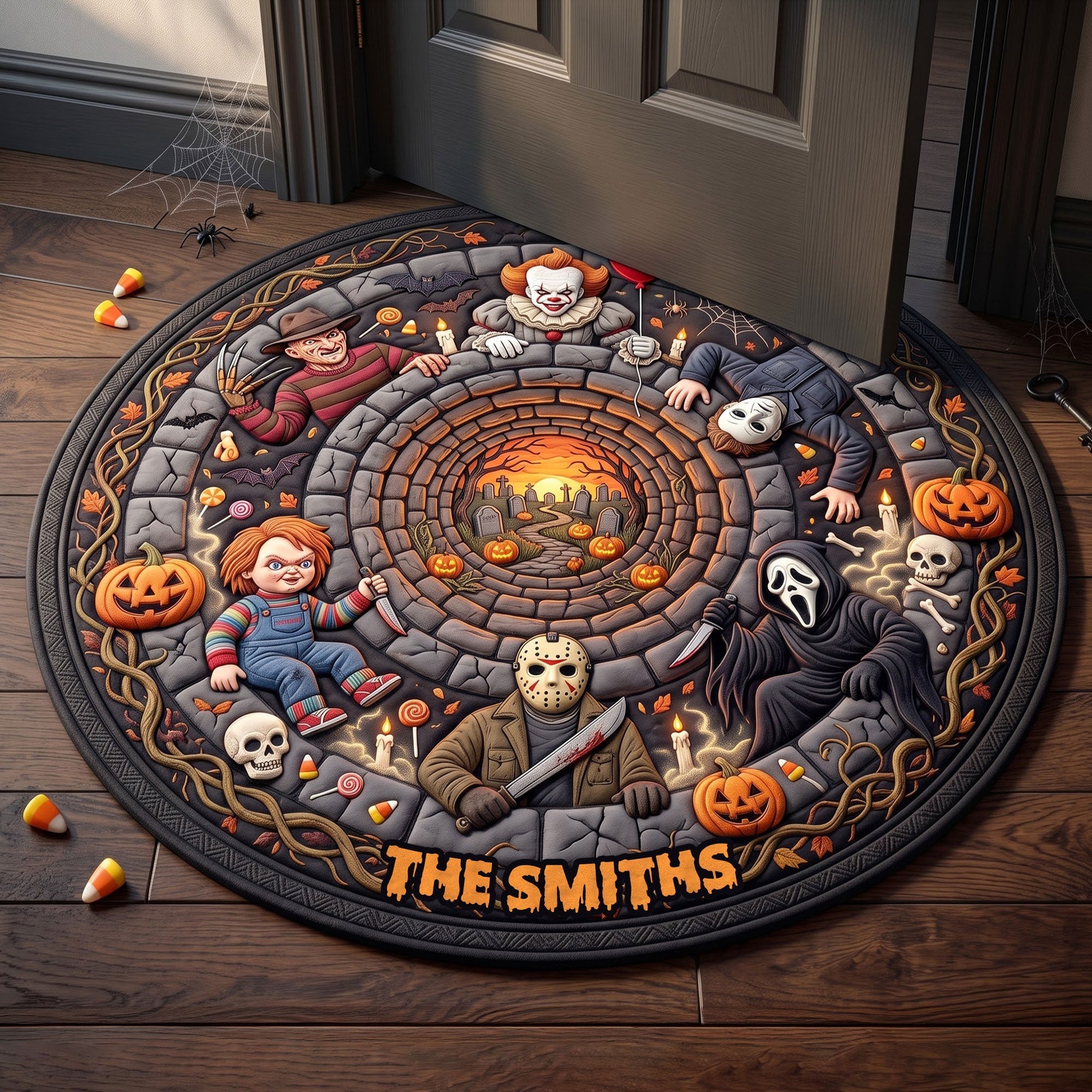 Personalized Halloween Shape Doormat Custom Family Name Gift Shape Doormat GradoCreations