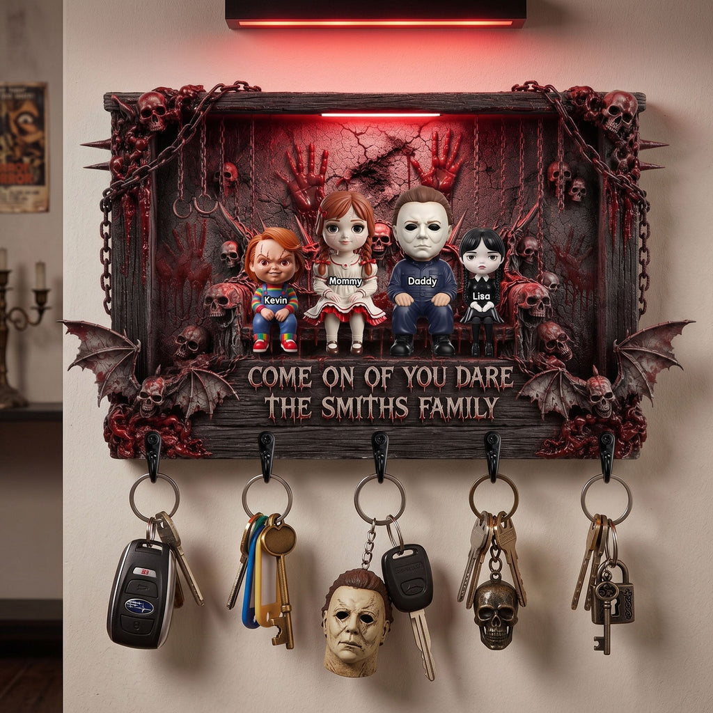 Personalized Horror Themed Hanging Rack for Family Gift Hanging Rack GradoCreations