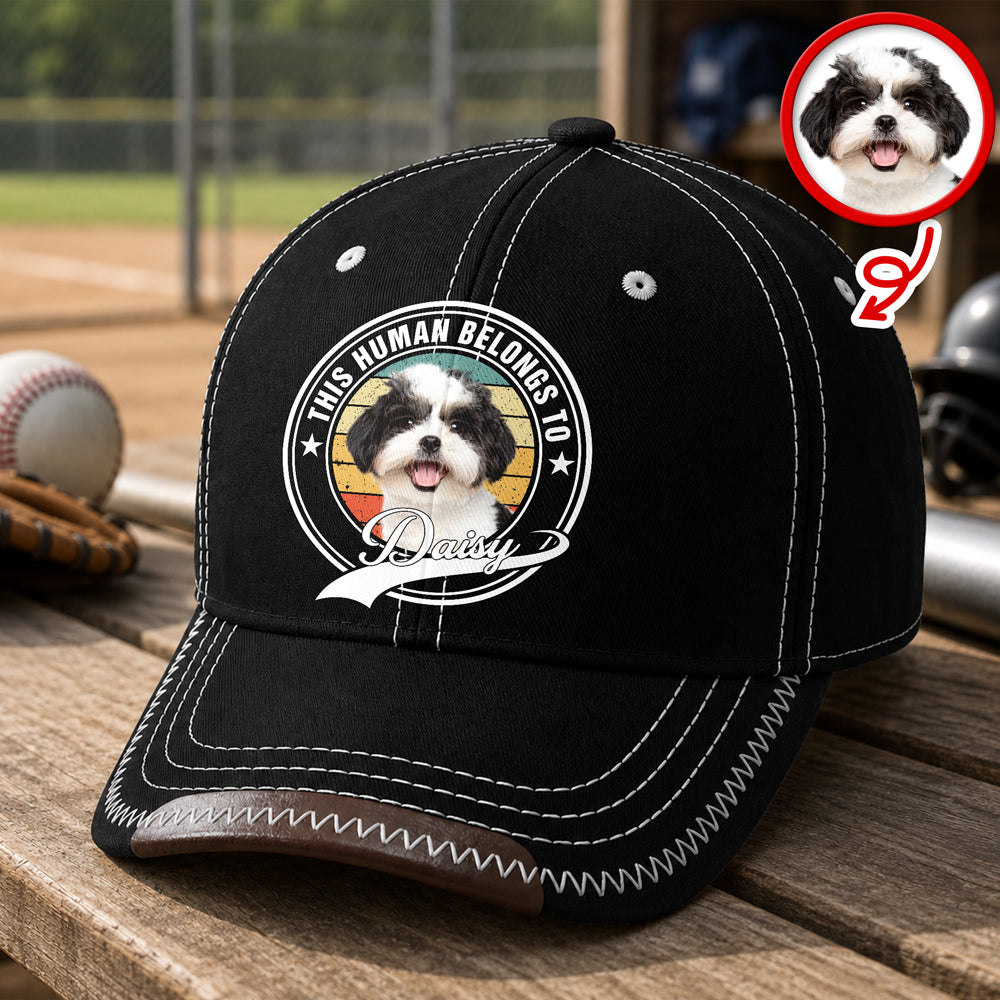 Personalized Dog Photo Baseball Cap Custom Name Gift for Pet Parents HN590 - Soft Baseball Cap GradoCreations