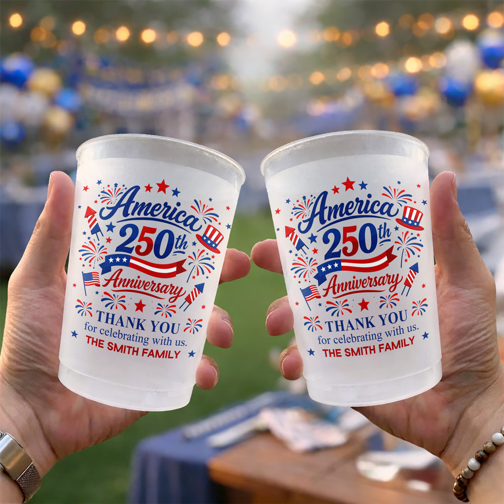 Personalized Family Name Party Cups Custom 250th Anniversary Celebration Gift HN590 - Cup GradoCreations
