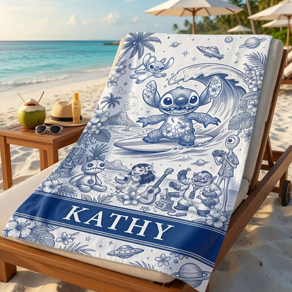 Personalized Quick-Dry Beach Towel Custom Name Gift for Travelers Beach Towel GradoCreations