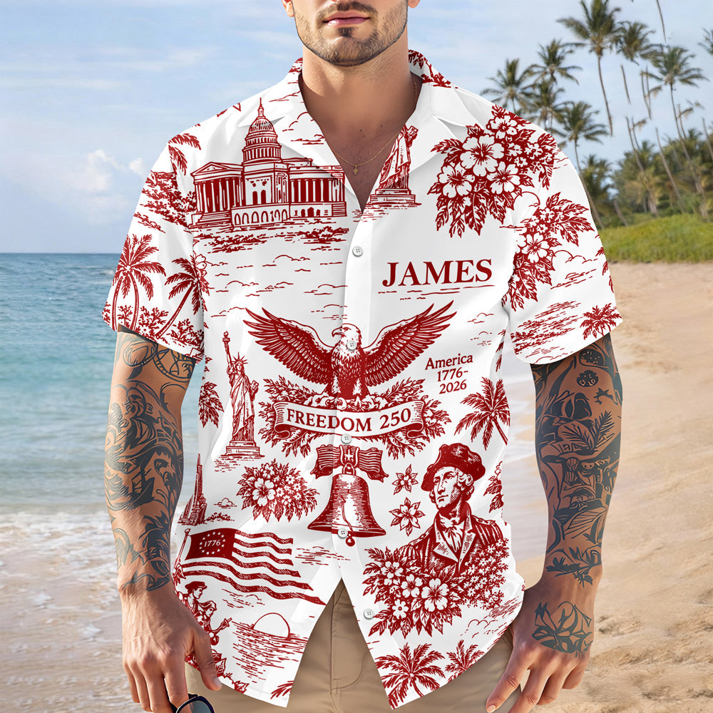 Personalized Hawaiian Shirt Custom Name 4th of July Gift for Dad HN590 - AOP Hawai Shirt GradoCreations