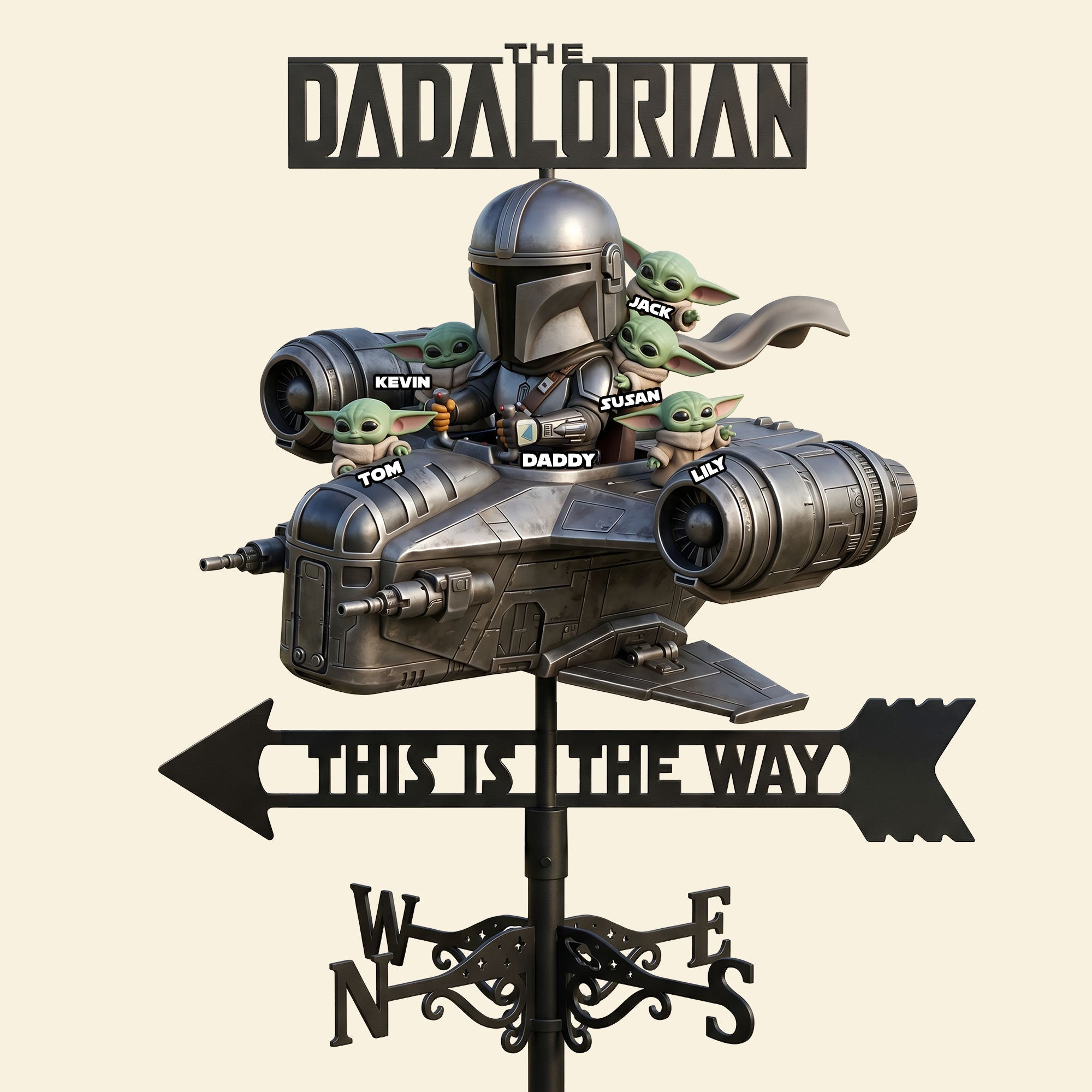 Personalized Dadalorian Weather Vane Custom Name Gift for Dad