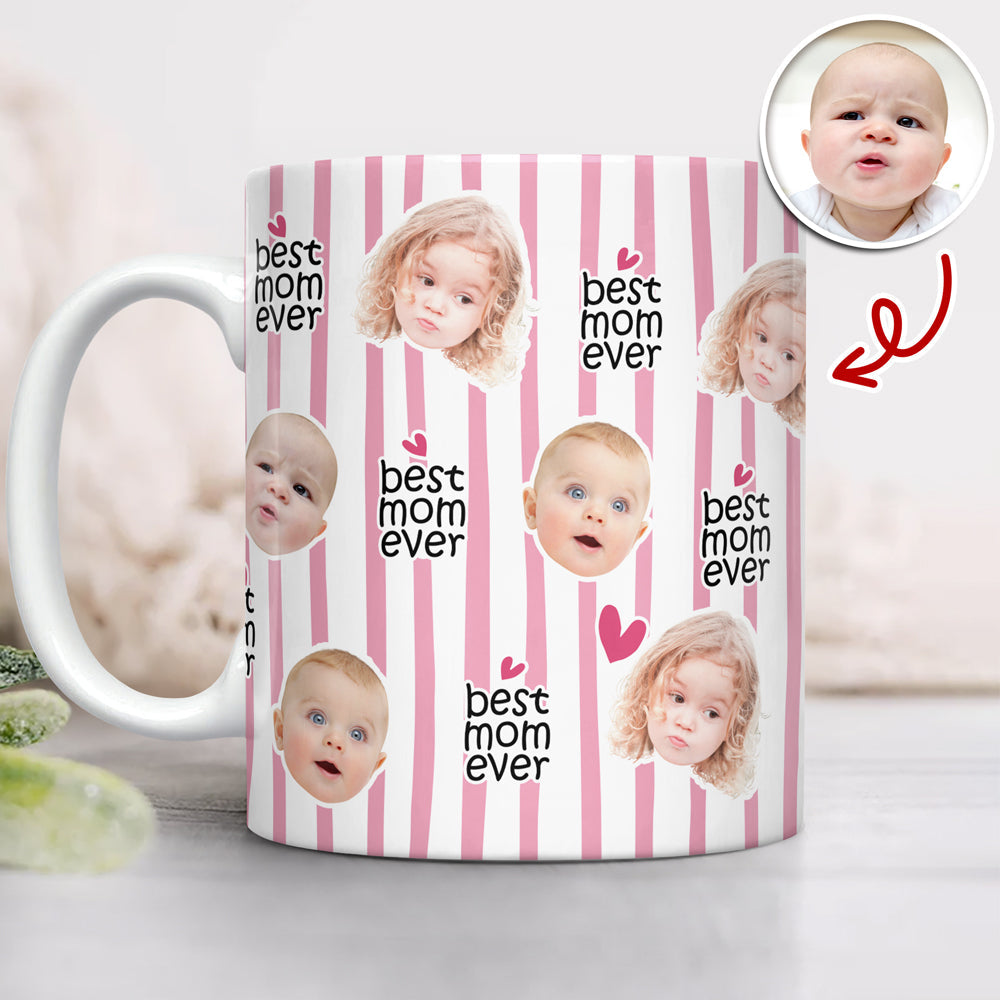 Personalized Full Mug Best Mom Ever Custom Face Gift for Mom HN590 - edge to edge mug GradoCreations