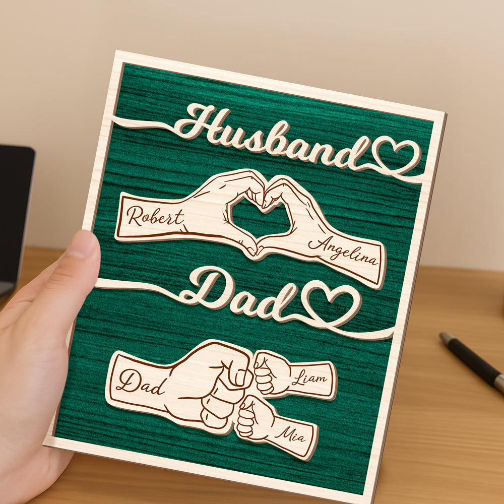 Personalized Wooden Plaque Gift for Dad Husband Custom Name HN590 - 2-Layered Wooden Plaque With Stand GradoCreations